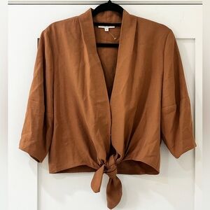 NWOT THE SEI Tie Front Blouse Chestnut Viscose Top - Size 2